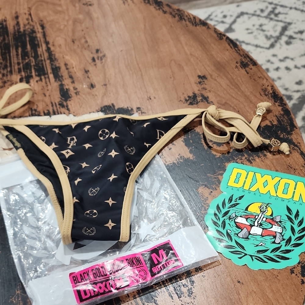 WOMEN'S DIXXON  Black Gold Bougie BIKINI Bottom Size M NWT